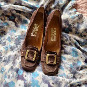 Ferragamo Salvatore Dark Brown Seude 5.5 Used Shoes